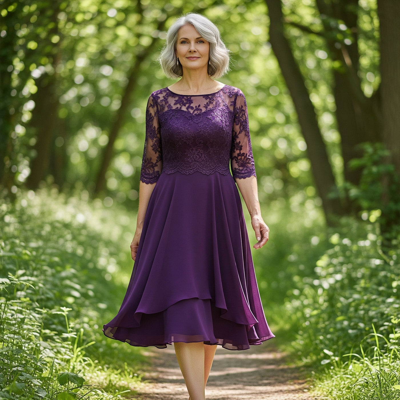 Elisa | Elegant Midi Dress with Lace