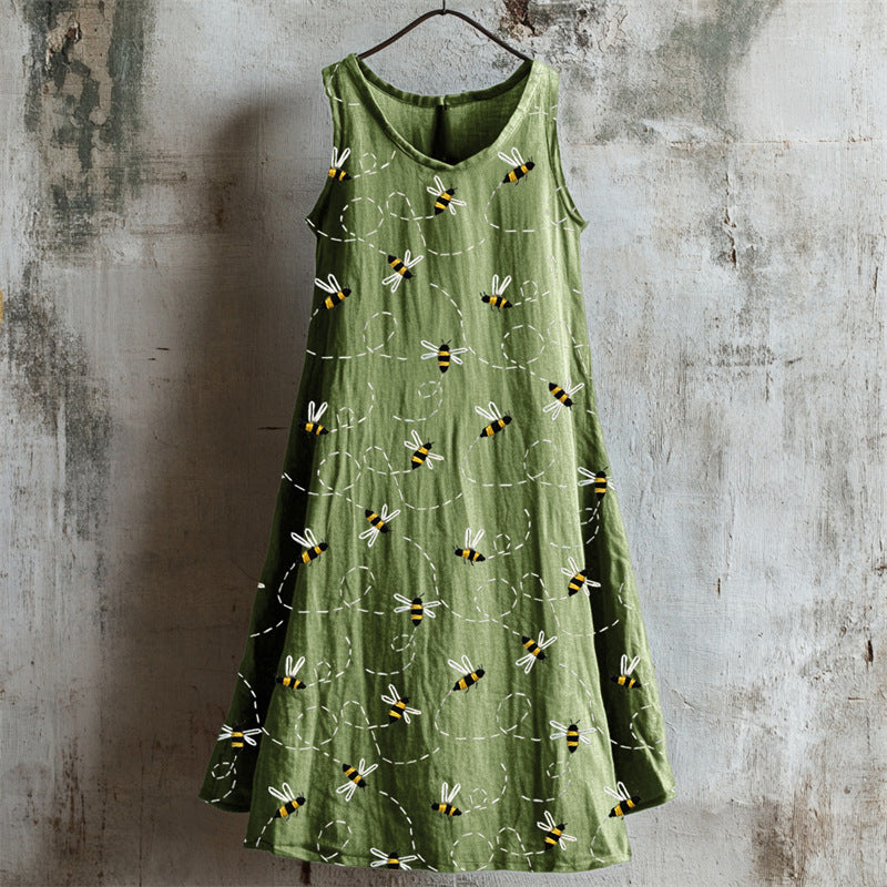 Green Bee Hive Tank Dress