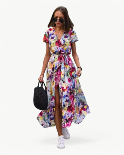 Desiree | V-Neck Patterned Summer Dress