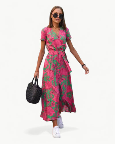 Desiree | V-Neck Patterned Summer Dress