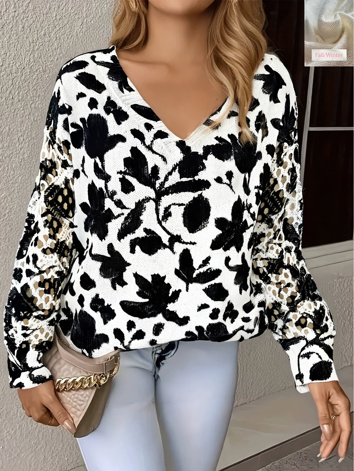 Helen - Elegant Floral V-Neck Sweater