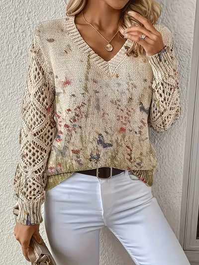 Helen - Elegant Floral V-Neck Sweater