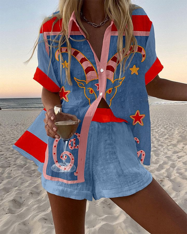 Sarah - Printed Linen Two Piece Set