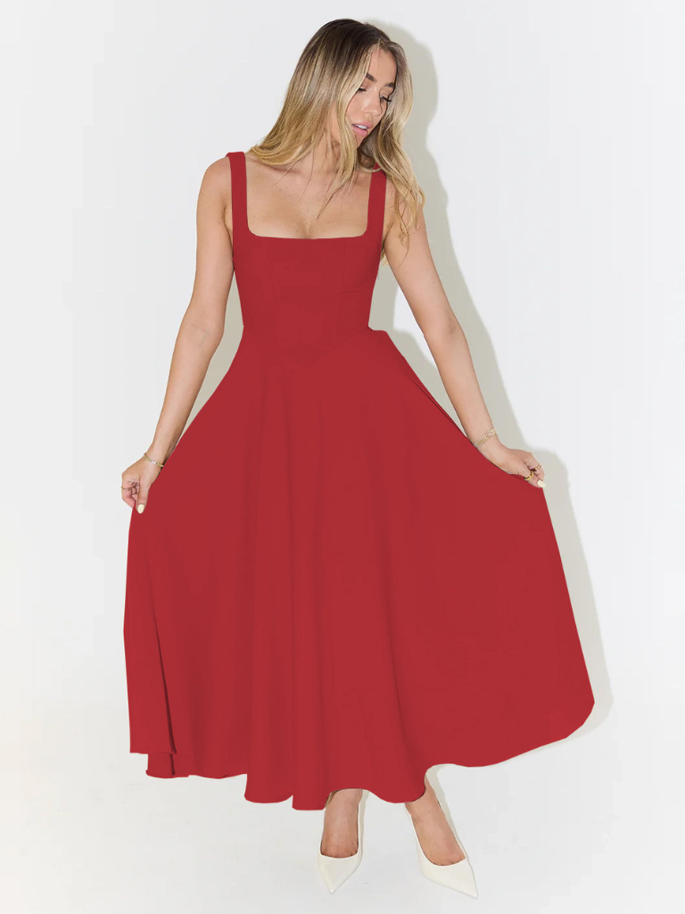 Scarlet - Feminine A-Line Midi Dress