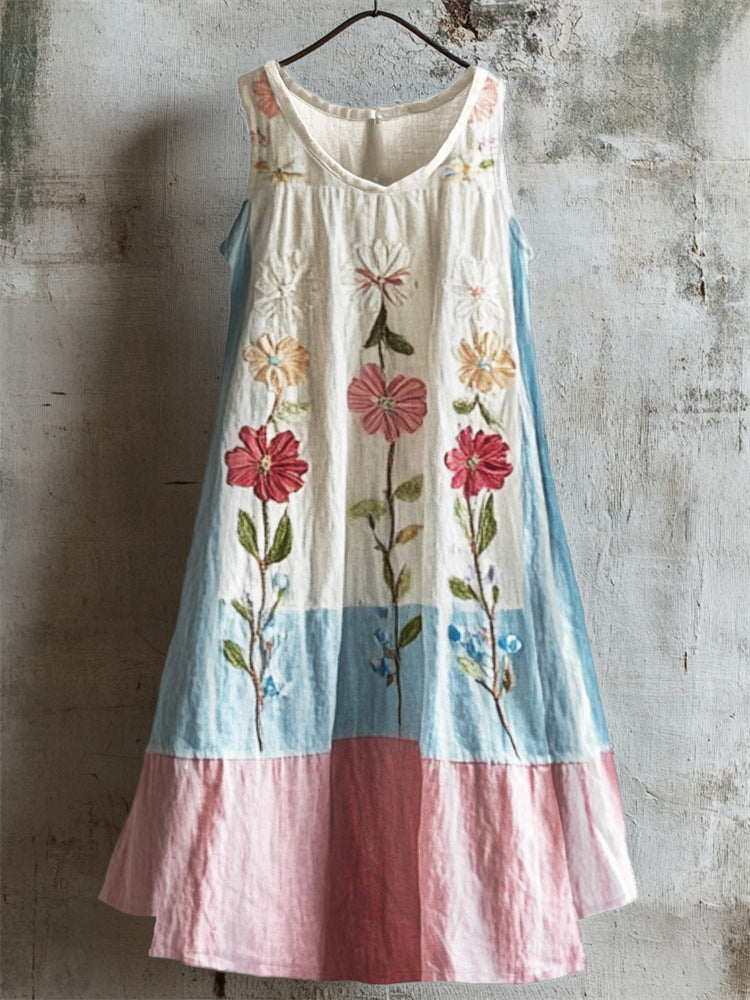 Pink Flower Field Tank Dress