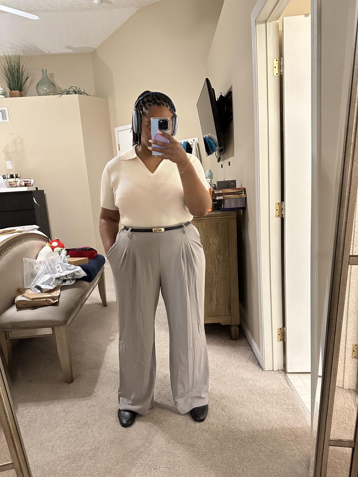 Selina - Elastic High Waist Trousers