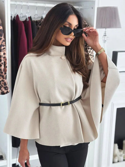 Meike – Elegant Women's Cape Coat with Batwing Sleeves for Autumn and Winter
