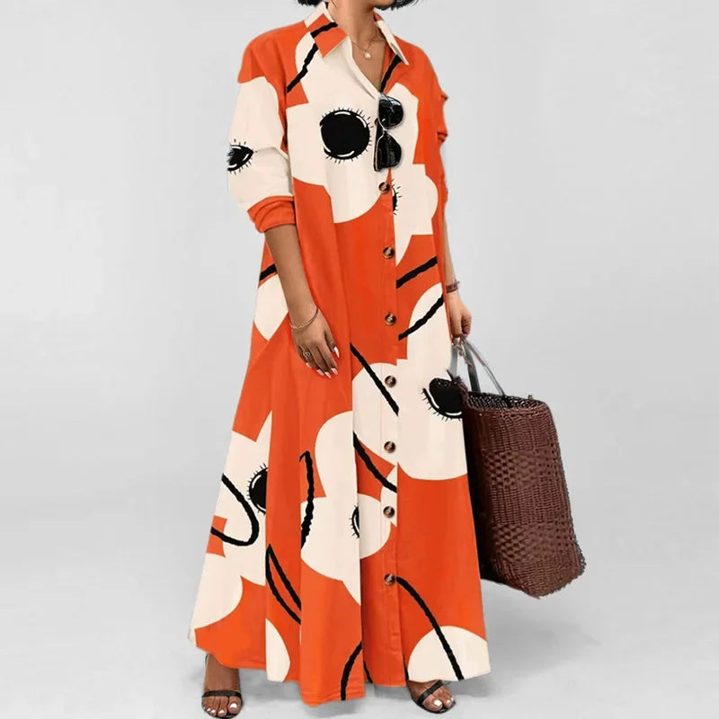 Chella – Floral Maxi Shirt Dress