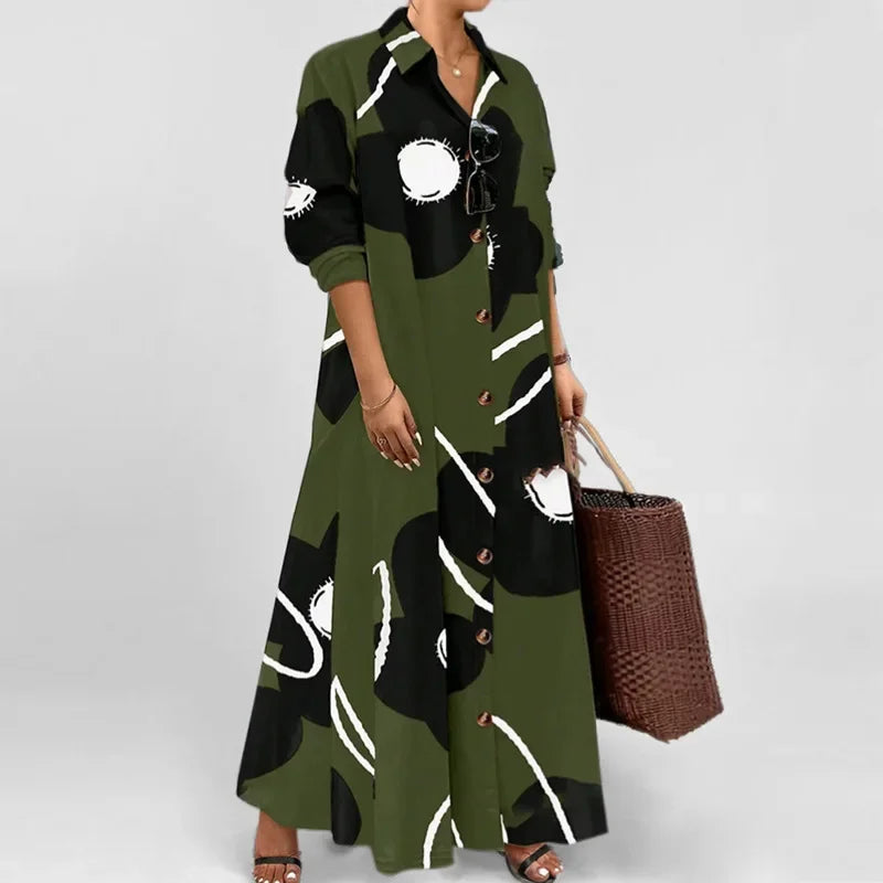 Chella – Floral Maxi Shirt Dress