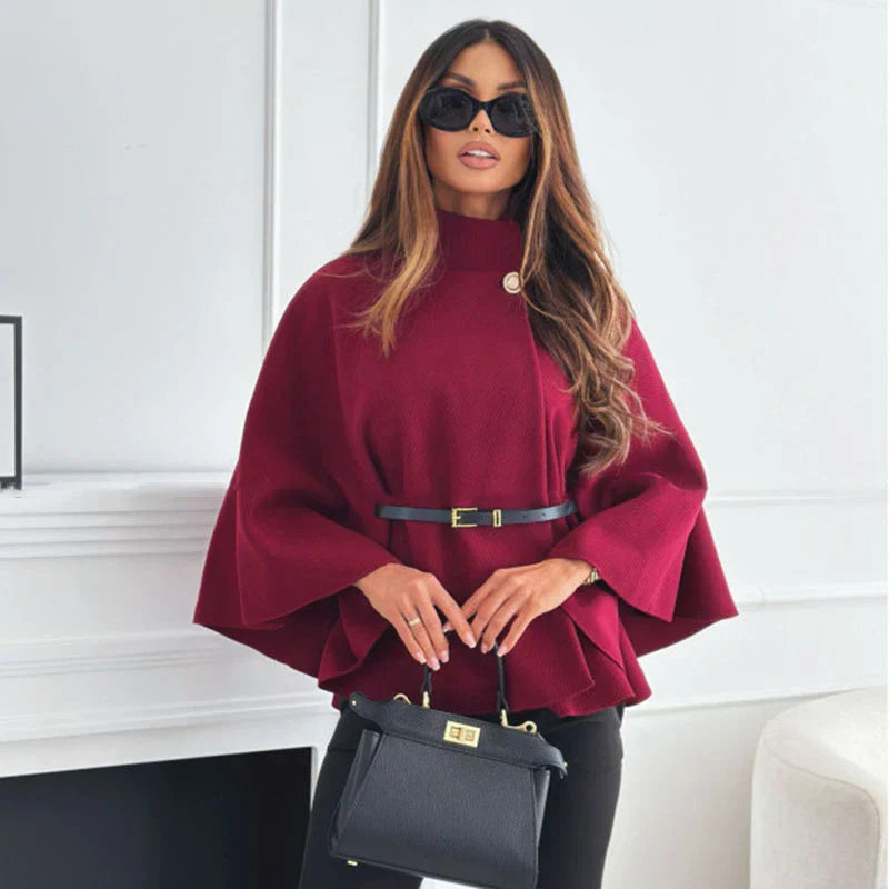 Meike – Elegant Women's Cape Coat with Batwing Sleeves for Autumn and Winter