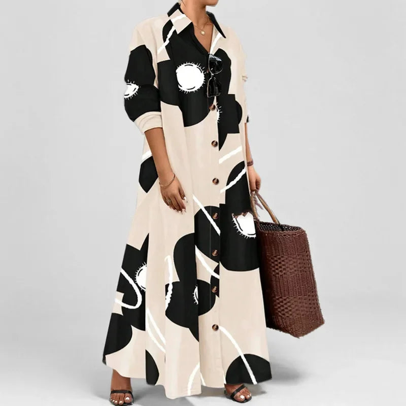 Chella – Floral Maxi Shirt Dress