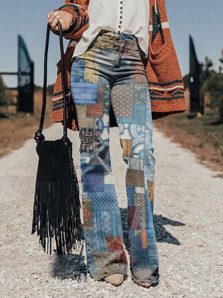 Fioralba | Patchwork Denim Flare Pants