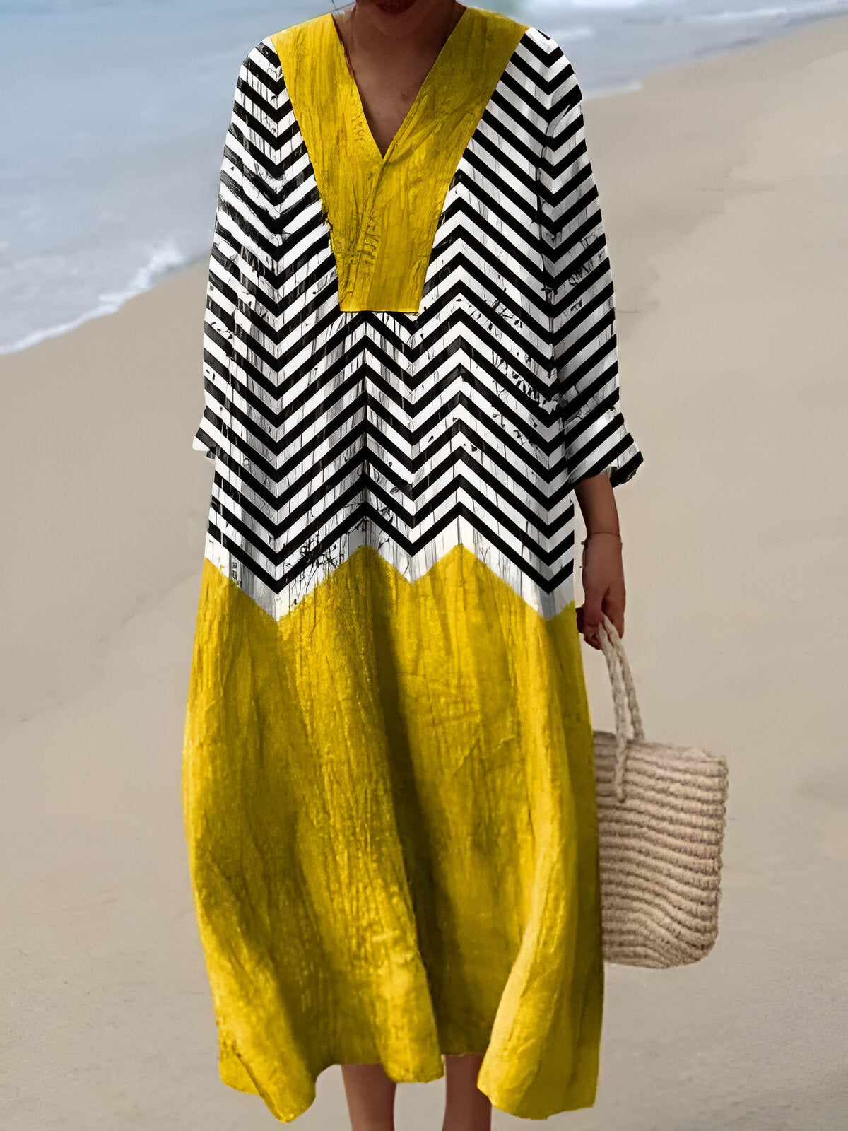 Eleanor | Vibrant Chevron Midi Dress