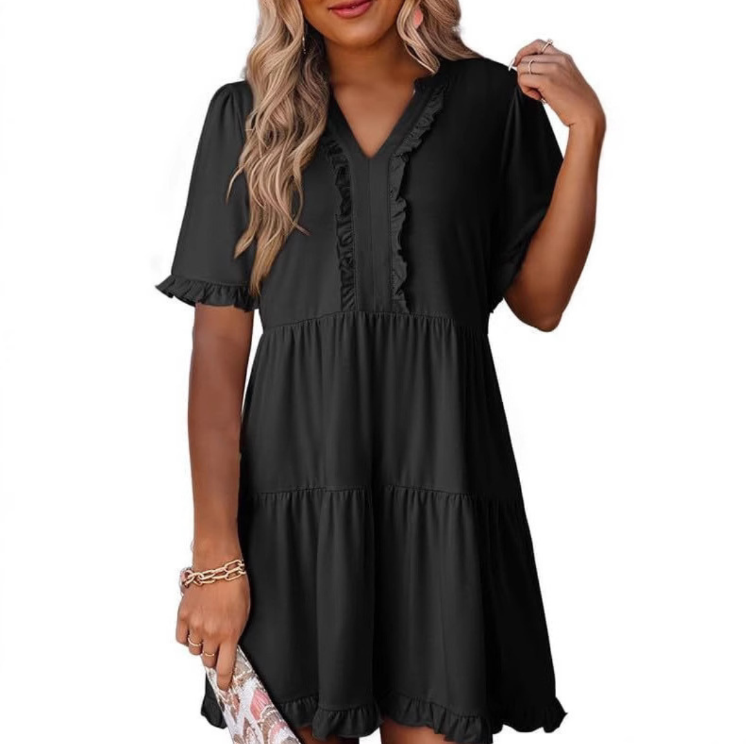 Shaila - Casual V-Neck Mini Dress