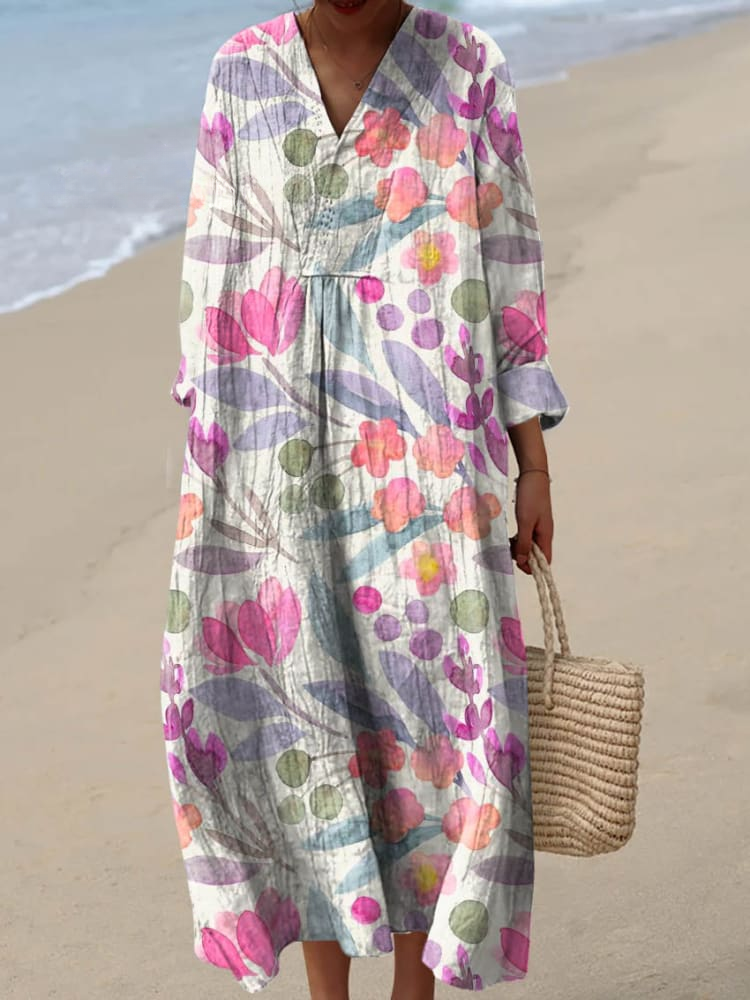 Women's Lovely Floral Pattern Art Print Dress