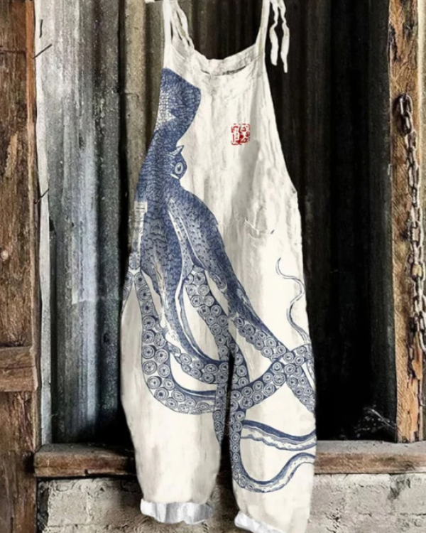 Women's  Octopus Art  Print Casual  Wide Leg Jumpsuit