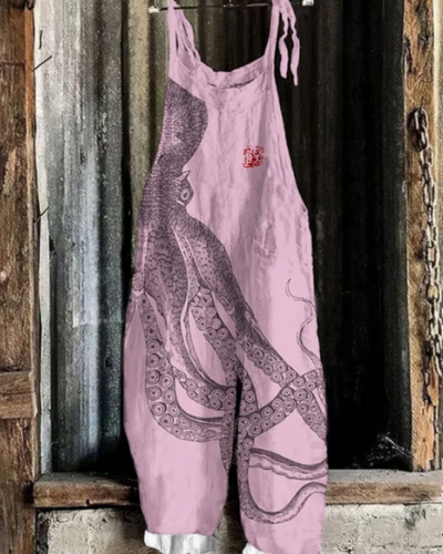 Women's  Octopus Art  Print Casual  Wide Leg Jumpsuit