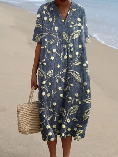 Andrea - Retro Floral Print Dress