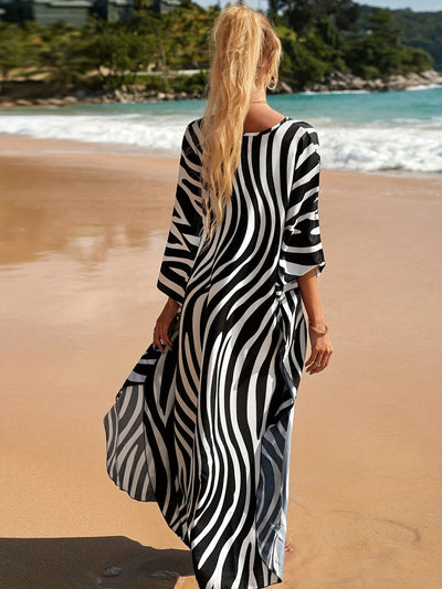 Olivia | Zebra Stripe Kaftan Dress