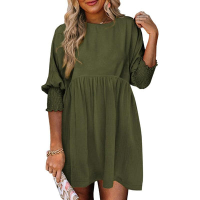 Mirasol - Crew Neck Loose Fit Mini Dress