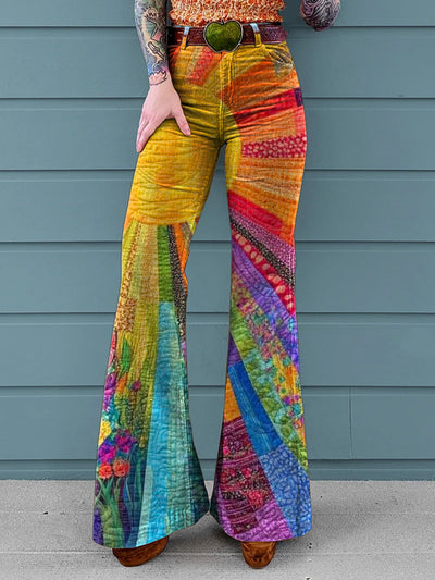 Fayora | Radiant Patchwork Flare Pants