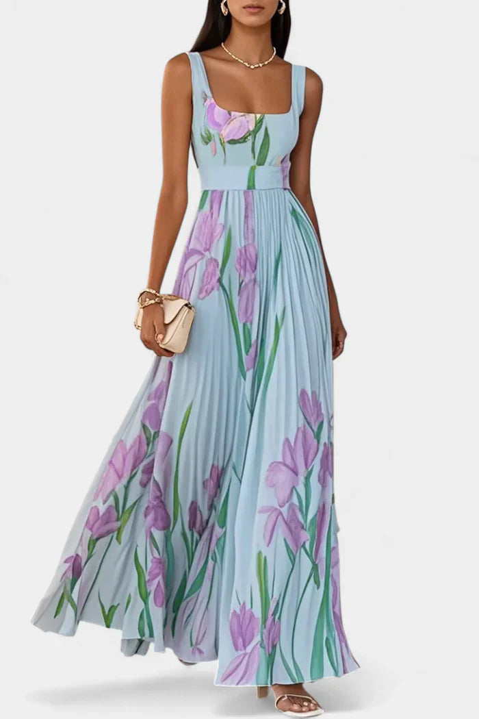 Erica – Long Pleated Floral Dress