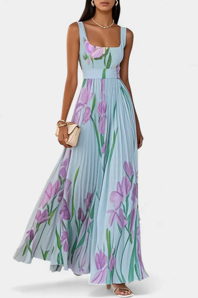 Erica – Long Pleated Floral Dress