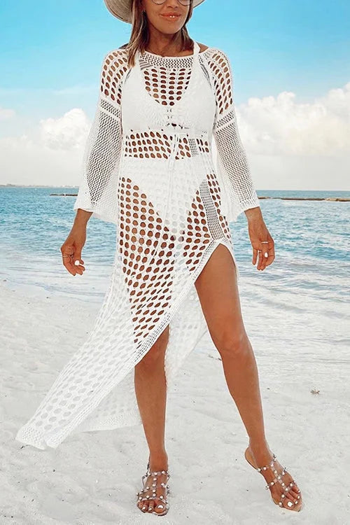 Boholita - Hollow Slit Cover Up Beach Dress