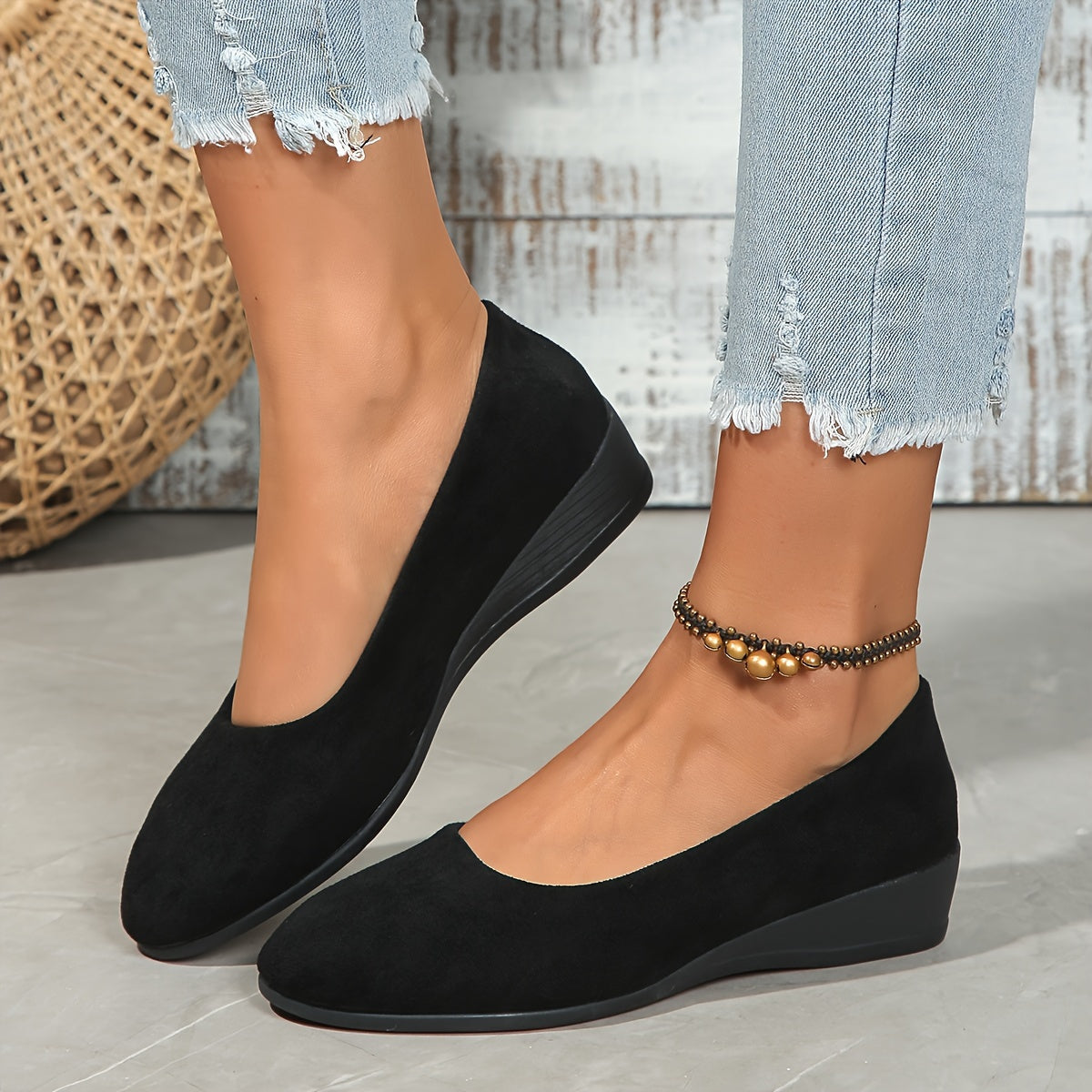 Elaine - Comfortable Wedge Heel Ballerinas