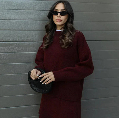 Melanie - Luxurious Knit Top with Skirt Set