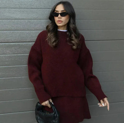 Melanie - Luxurious Knit Top with Skirt Set