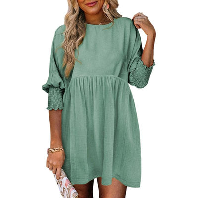 Mirasol - Crew Neck Loose Fit Mini Dress