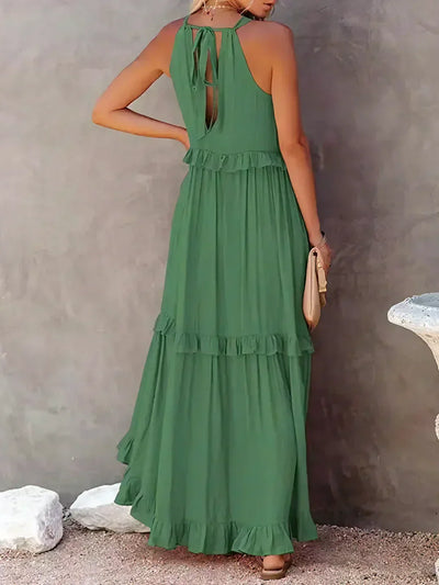 Emilia | Halter Ruffle Maxi Dress