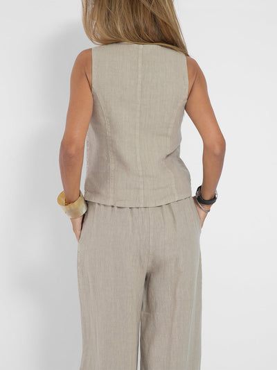 Aira | Buttoned Vest & Wide-Leg Trousers Set