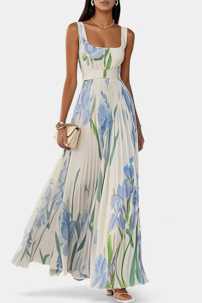 Erica – Long Pleated Floral Dress