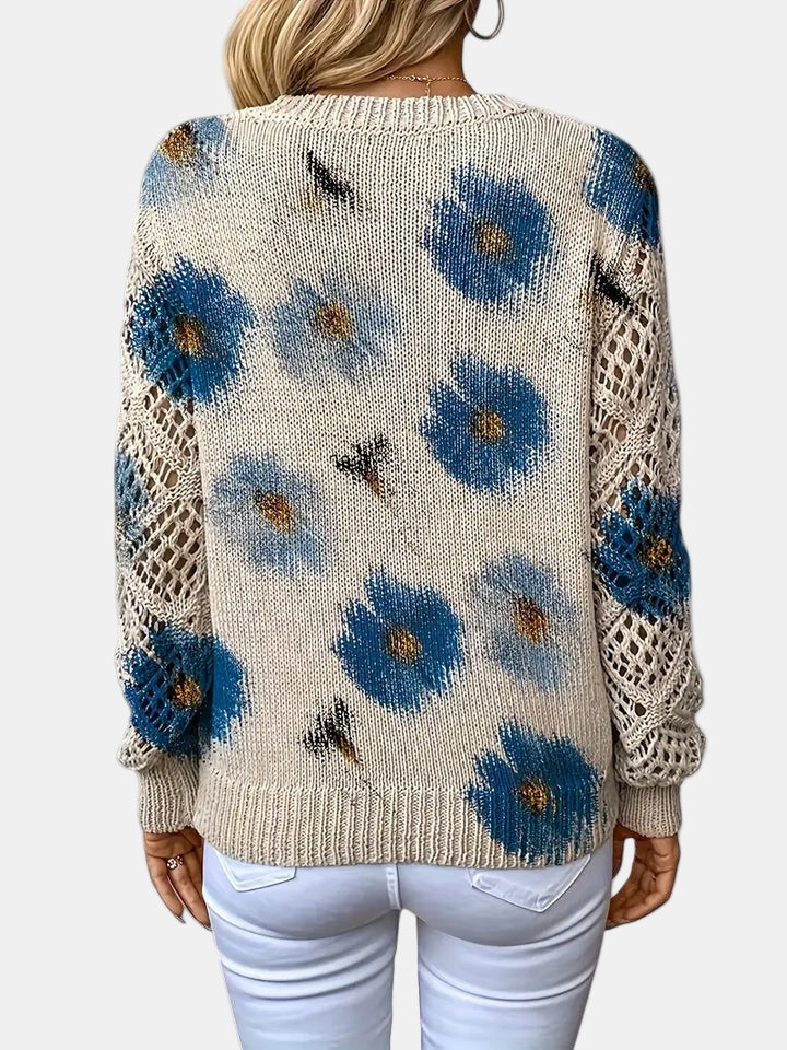 Helen - Elegant Floral V-Neck Sweater