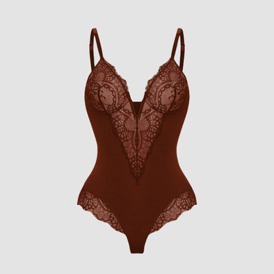 Sarah | Shapewear Bodysuit with Deep Lace V-Neck