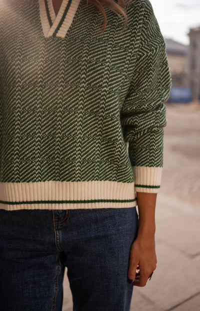EMILIA™ | THE GREEN V-NECK SWEATER