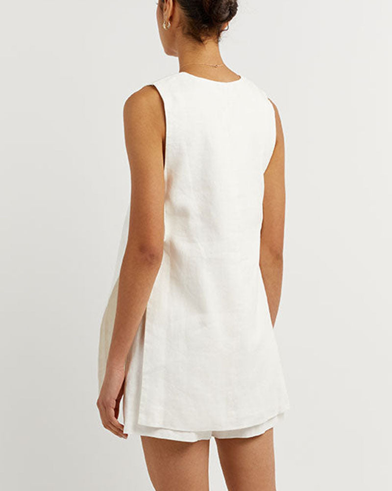 Fiona | Sleeveless Buttoned Set