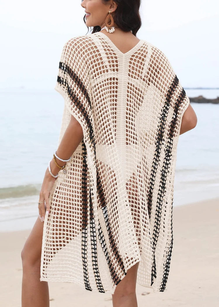 Boholita - Black & White Beach Knit Cover Up Dress