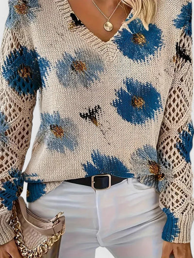 Helen - Elegant Floral V-Neck Sweater