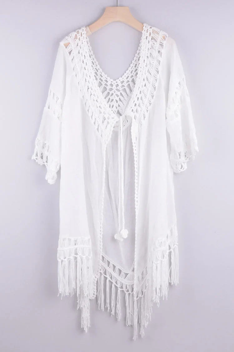 Boholita - Hollow-Out Loose Fit Beach Dress