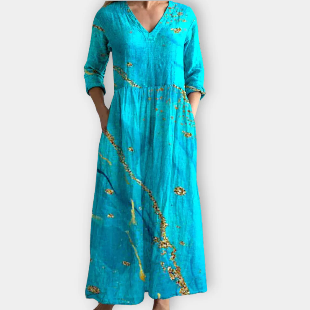 Lily | Elegant Teal Floral Maxi Dress