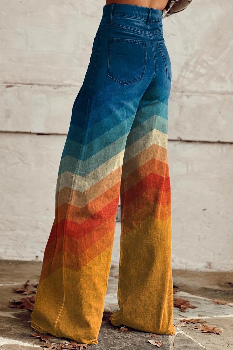 Lykke | Gradient Stripes Wide-Leg Jeans