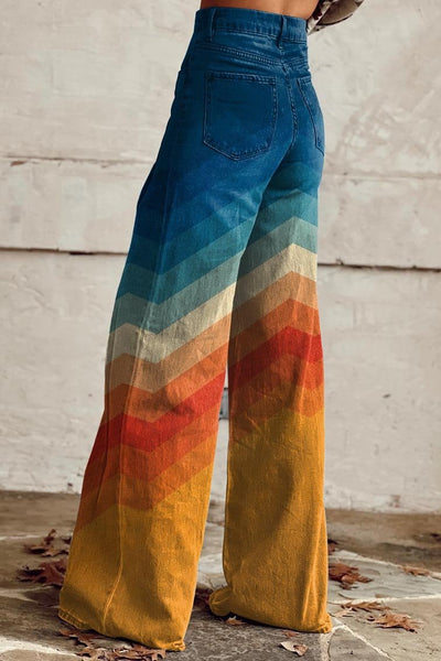 Lykke | Gradient Stripes Wide-Leg Jeans