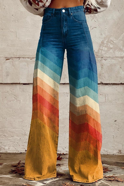 Lykke | Gradient Stripes Wide-Leg Jeans