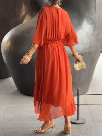 Monica | Elegant V-Neck Chiffon Dress