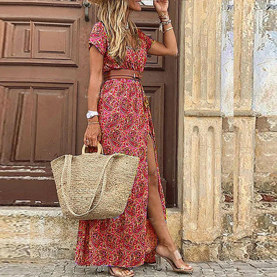 Justine – Airy Boho Maxi Dress With Matching Belt