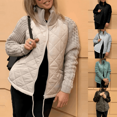 WHITE | Women's knitted patchwork down jacket