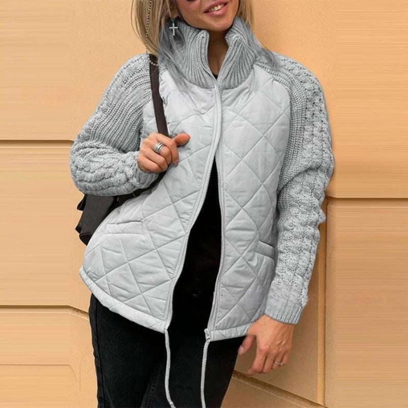 WHITE | Women's knitted patchwork down jacket